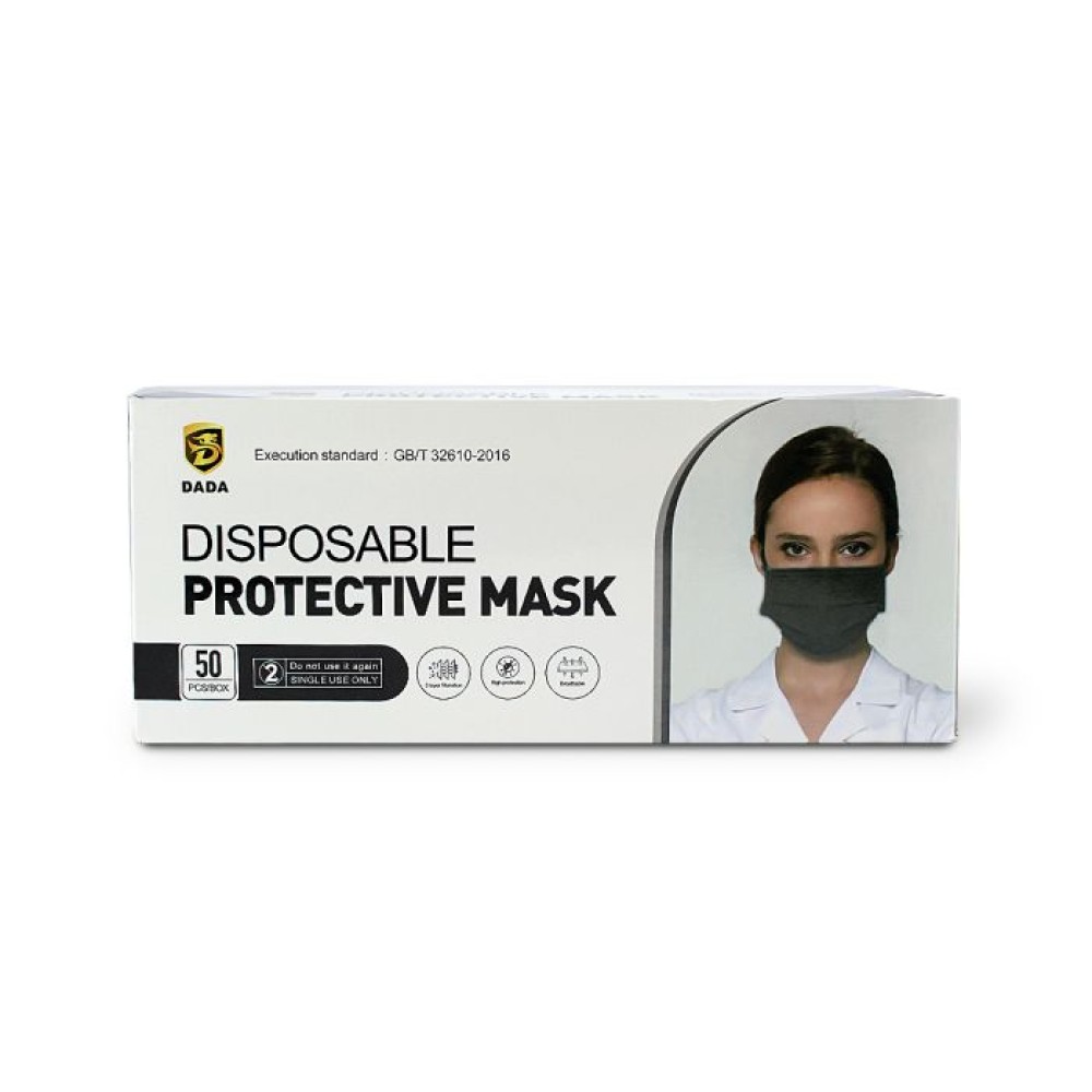 Disposable Adult Face Masks Black 50's