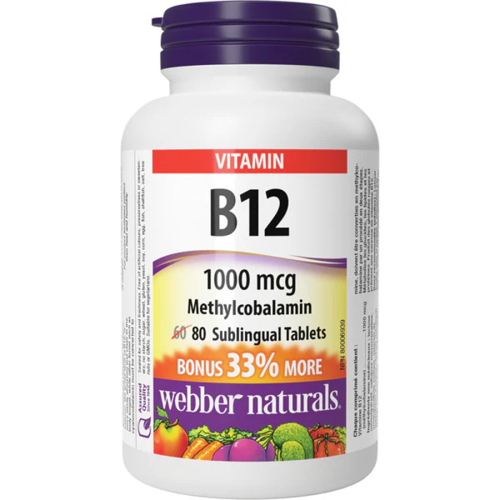 Webber Vitamin B12 Methylcobalamin 1000mcg Sublingual Tablets 80's