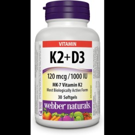 Webber Naturals K2 + D3 120mcg/1000IU Softgels 30's