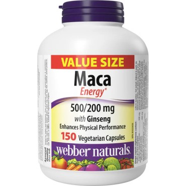 Webber Naturals Maca Energy With Gingseng 500/200 Capsules 90's