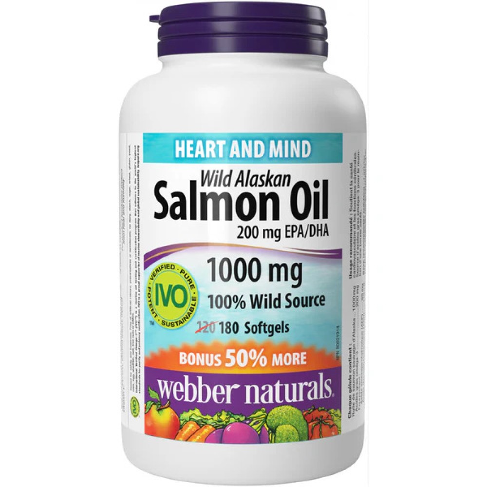 Webber Naturals Wild Alaskan Salmon Fish Oil 1000mg Softgels 180's