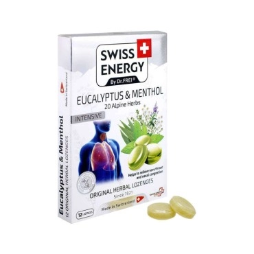 Swiss Energy, Eucalyptus and Menthol, 20 Alpine herbs Original Herbal Lozenges 12's