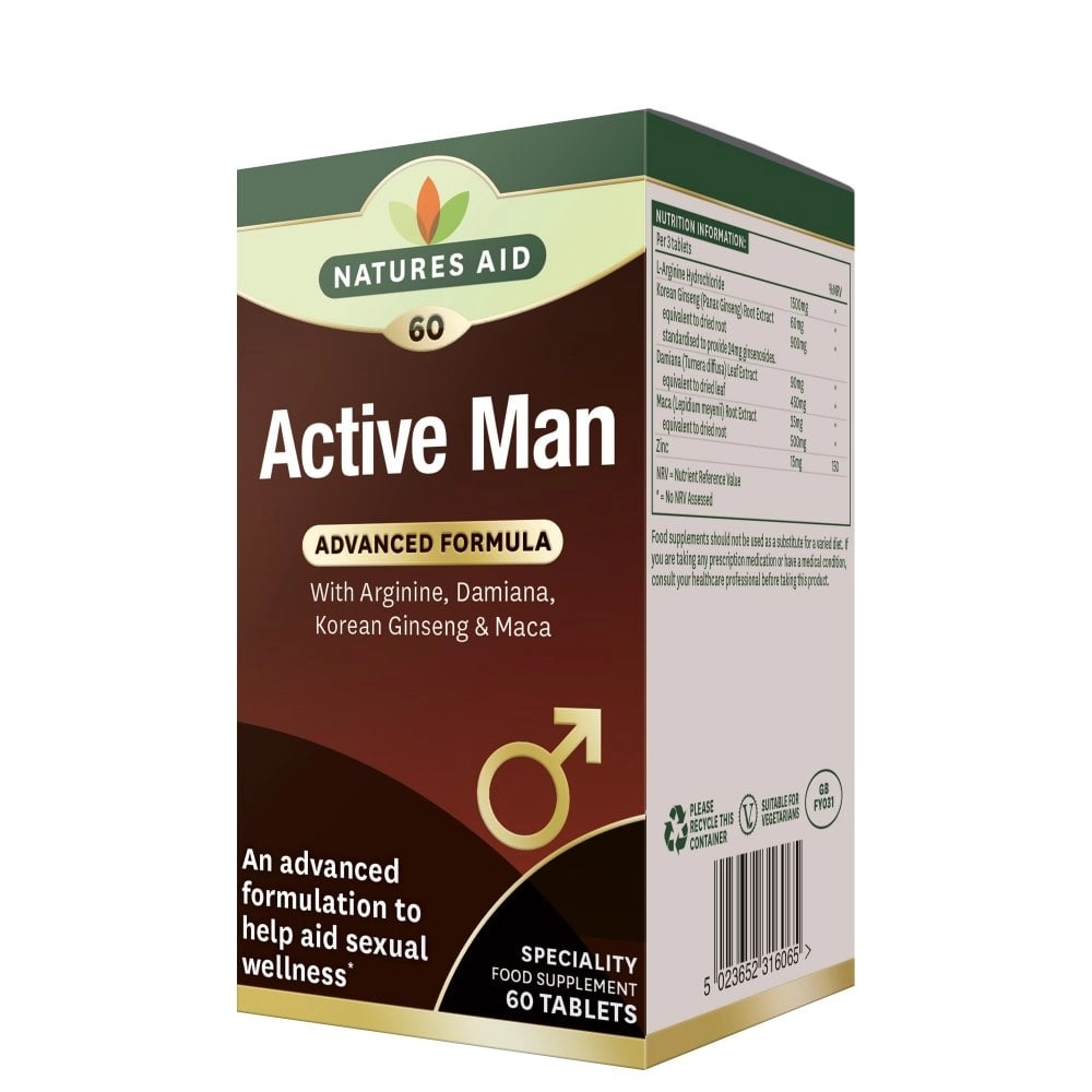 Nature's Aid Active Men With Arginine, Korean Gingseng & Maca 60's