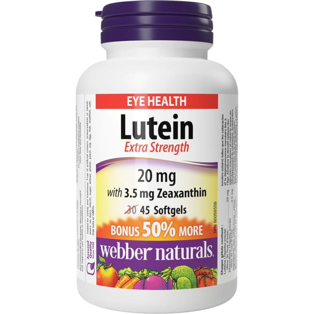 Webber Naturals Lutein 20mg/ Zeaxanthin 3.5mg Extra Strength Softgels 45's