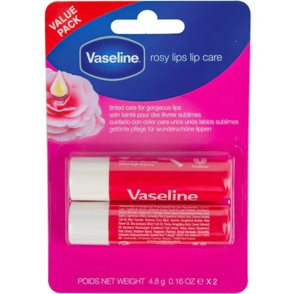 Vaseline Rosy Lips Lip Care 4.8g Value Pack 2's