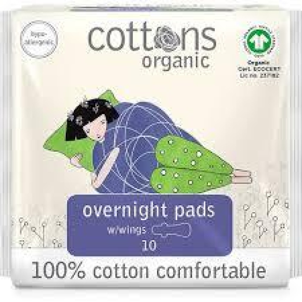 Cottons Organic Overnight Pads With Wings