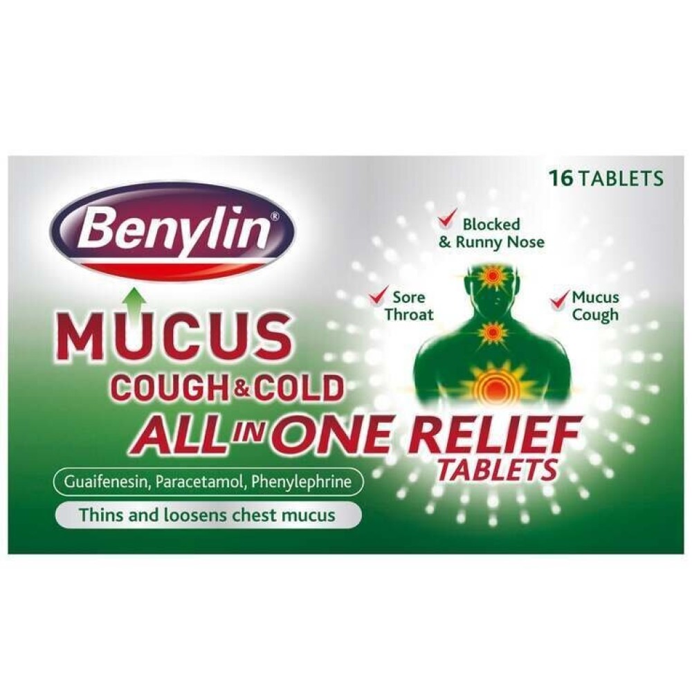 Benylin Mucus Cough & Cold All In One Relief Tablets 16's