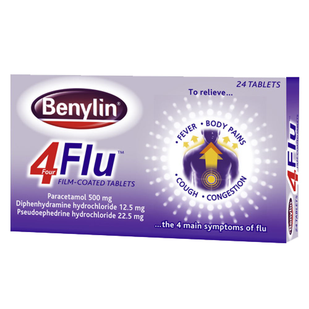 Benylin 4 Flu Film Coated Tablets 24's