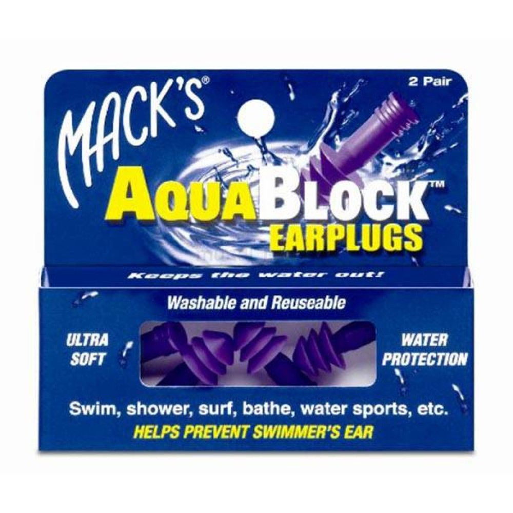 Mack's Aquablock Ear Plugs Purple 2 pairs