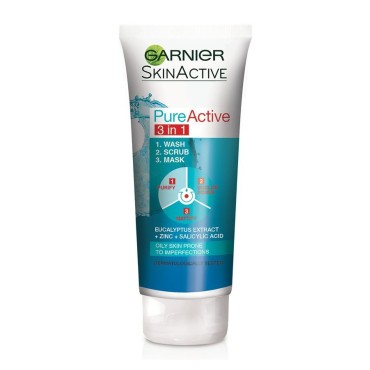 Garnier Pure Active 3 In 1 Cleanser Clay, Wash, Scrub & Mask 50ml