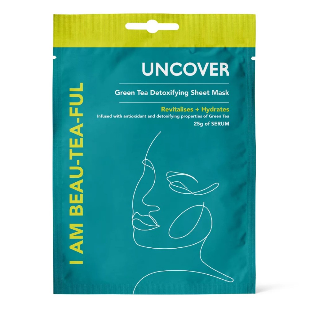 Uncover Green Tea Detoxifying Sheet Mask 25 g (I AM BEAU-TEA-FUL- GREEN TEA)
