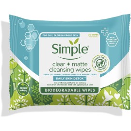 Simple Daily Skin Detox Clean Matte Cleansing Wipes 25pcs